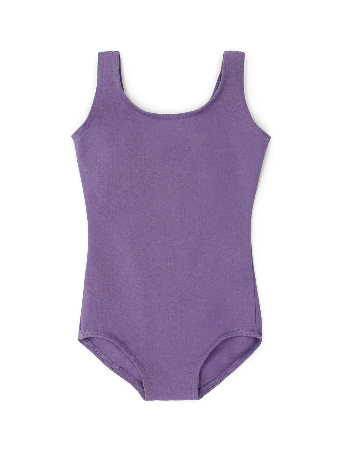 High-neck tank leotard for girls, featuring a sleek and comfortable design - purple